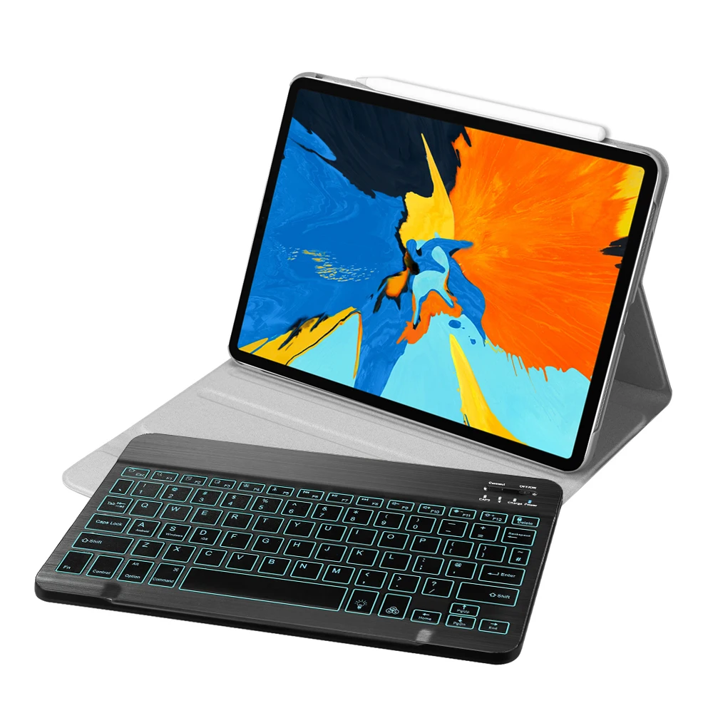 Чехол с русской испанской клавиатурой подсветкой для iPad Pro 11 2018 ультра тонкий