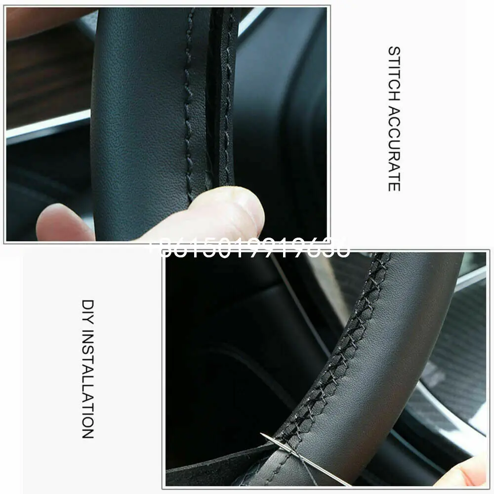 

Hand Stitched Black Leather Suede Car Steering Cover For Mazda 3 5 6 2003-2009