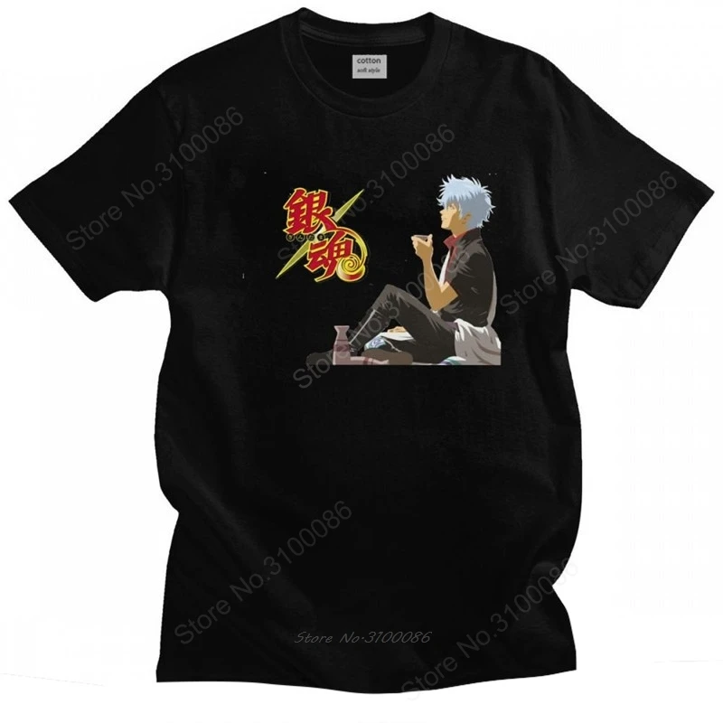 

Великолепная Мужская футболка Gintama Gintoki Sakata, футболка с короткими рукавами, мягкая хлопковая Футболка с круглым вырезом, футболки с рисунком...