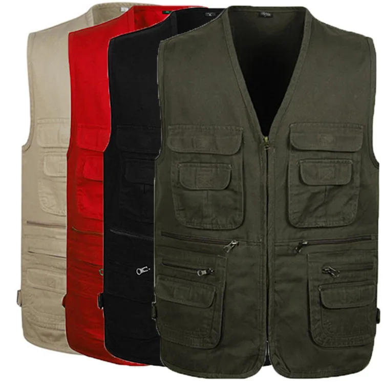 

Green Tactical Vest for Men Outdoor Hunting Fishing Vest Male Cotton V-neck Summer Sleeveless Jacket Oversize 4xl 5xl Outerwear