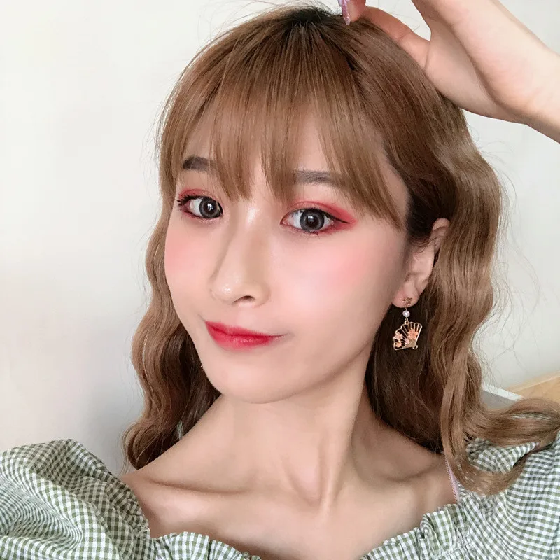 Женские асимметричные серьги-гвоздики с эмалью милые серьги-кисточки в японском