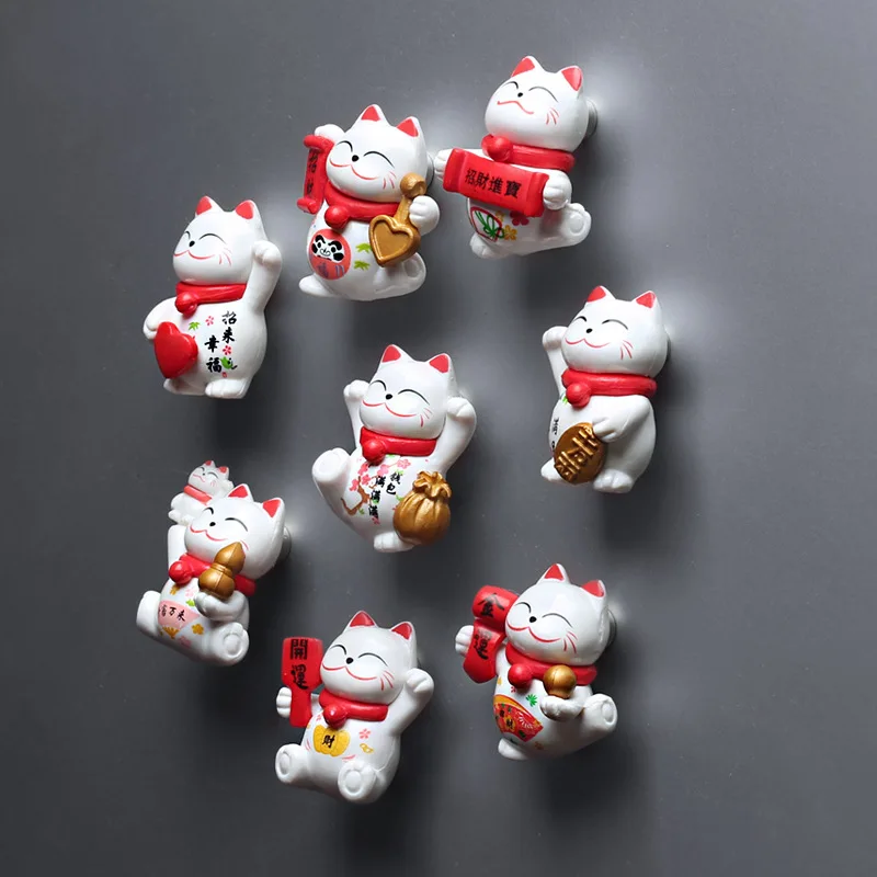 

8pcs Japan Lucky Cats Fridge Magnets Cartoon Kitten Animals Whiteboard Sticker Refrigerator Kid Message Post Home Decoration