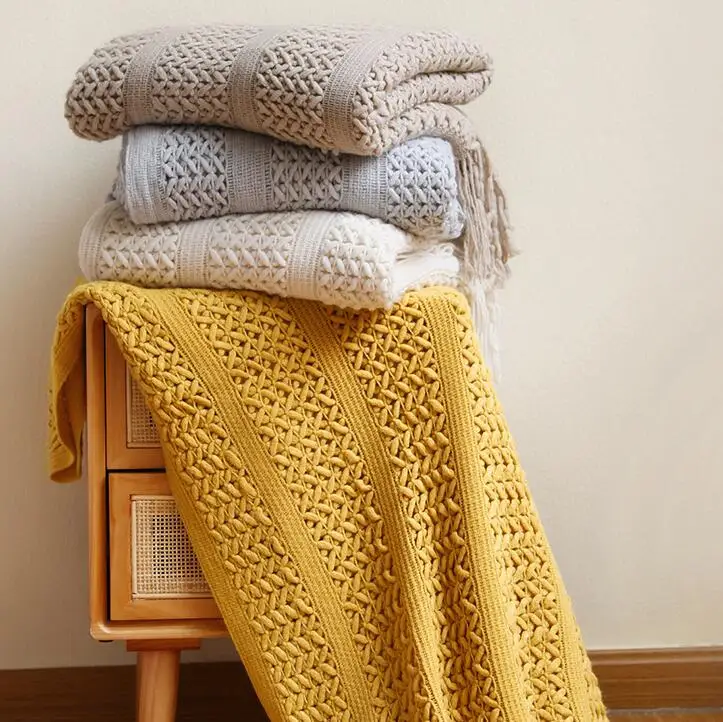 

Nordic Knitted Blanket Plaid on the Bed Sofa Throw Thread Blankets for Bed Travel TV Nap Blankets Soft Towel Bed Plaid Tapestry