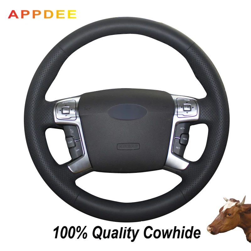 APPDEE черная натуральная кожа чехол рулевого колеса автомобиля для Ford Mondeo 2007 2008 2009