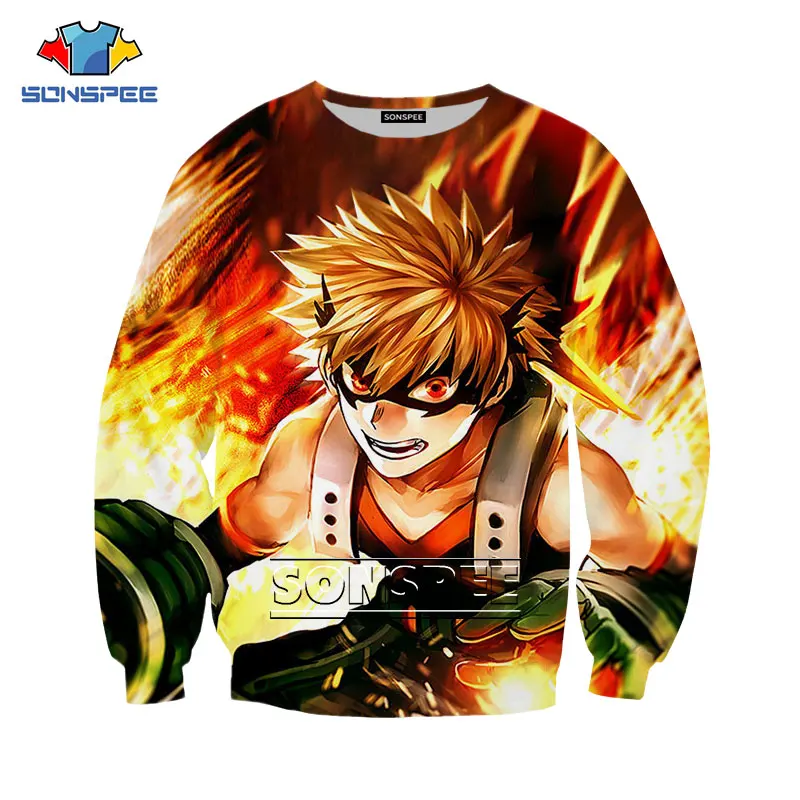 

Bakugou Katsuki Todoroki Shouto Anime Character Sweatshirt 3D Print Casual Harajuku Men Pullovers Long sleeve Oversized Tops