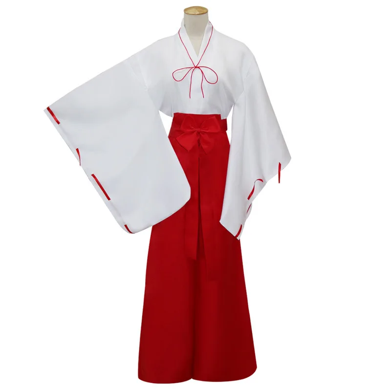 Кимоно для косплея InuYasha Kikyo Miko костюм японской ведьмы женское белое кимоно