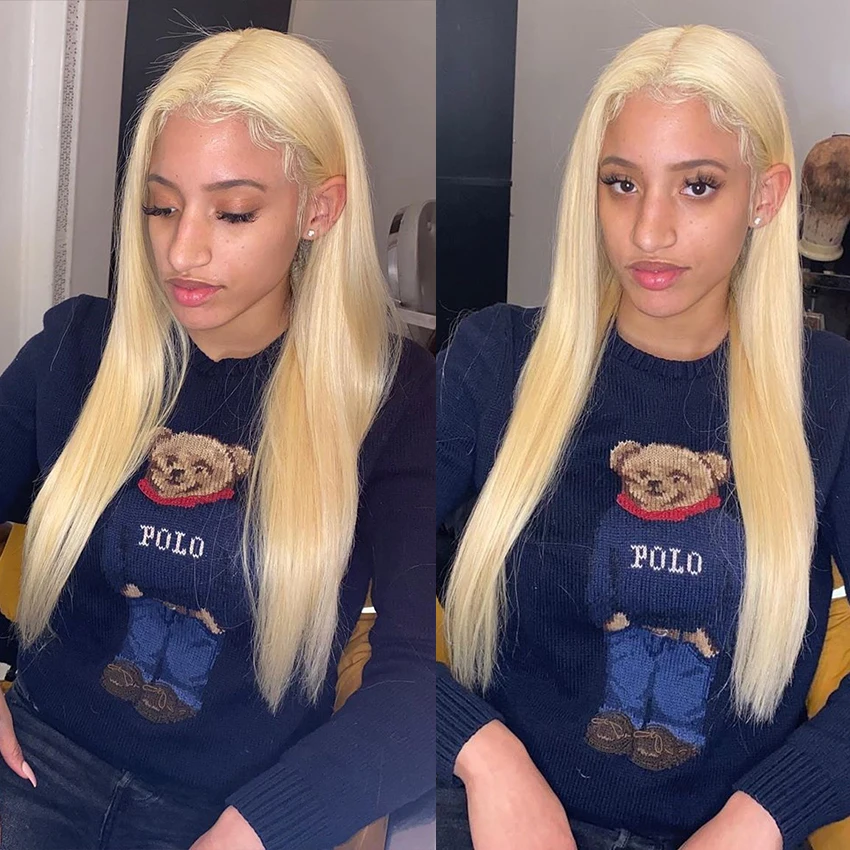 Peruvian 613 Full Lace Human Hair Wigs Straight Honey Blonde Pre-Plucked Hairline 150 Shining Star Remy | Шиньоны и парики