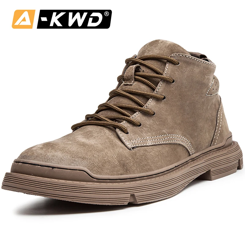 Кроссовки мужские рабочие из ПУ кожи дышащие высокие повседневная обувь для