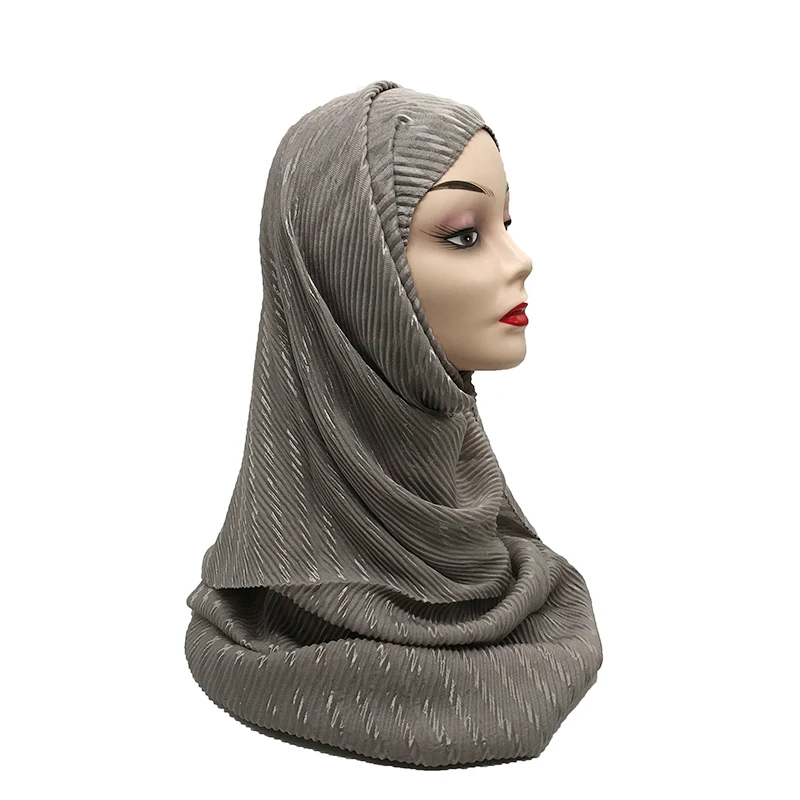 

1PCS Lady solid crinkled scarf Wrinkle fabric bandana Mini ridged muslim headscarf Islamic hijab Women muffler Popular shawls