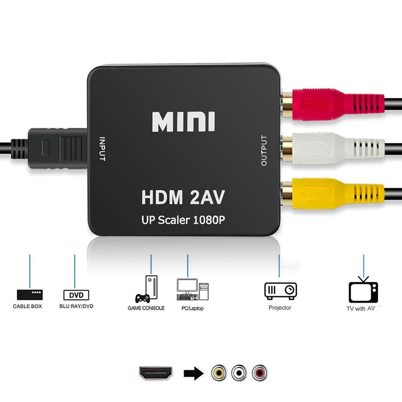 Адаптер-преобразователь сигналов HDMI-совместимый с AV RCA CVSB 1080P для HDTV проектора