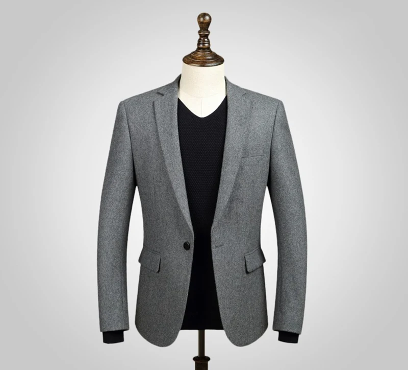 Grey Одежда жениха мужской костюм блейзеры осенняя куртка Masculino Hombre однотонная приталенная умная повседневная мужская одежда s мужские пальто MOOWNUC - Цвет: Grey