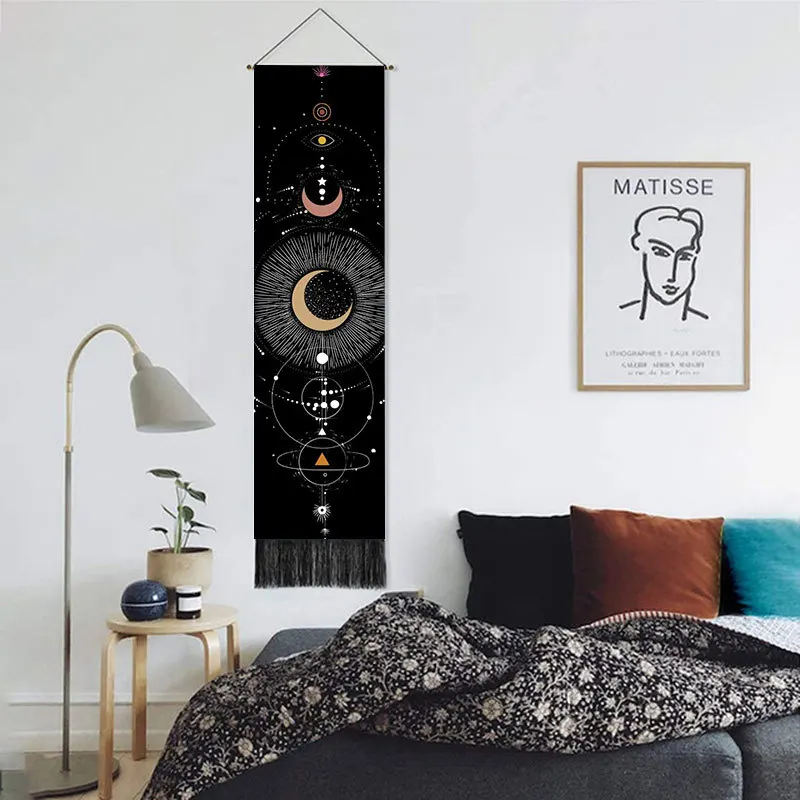 

Bohemian Moon Phase Wall Hanging Tapestry for Bedroom Living Room Drom Home Decoration Aesthetic Wall Art Hanging Paintings