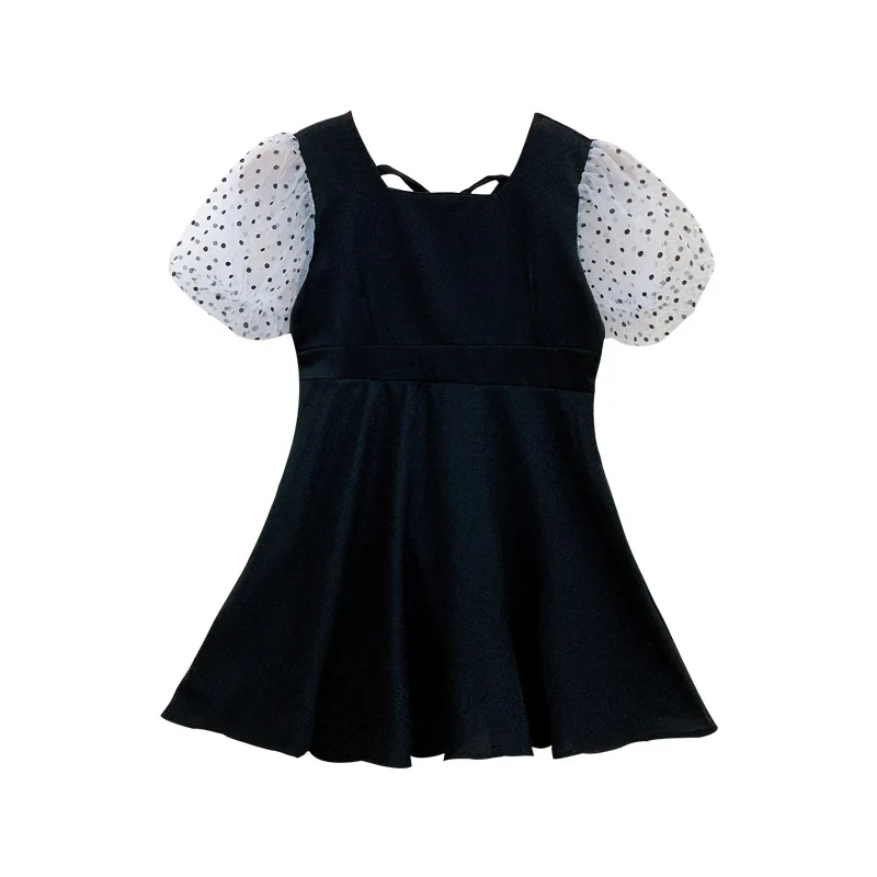 

2021 Girls Summer Square Neck Short Sleeve Polka Dot Dress Mom and Son Matching Clothes Family Matching Clothes