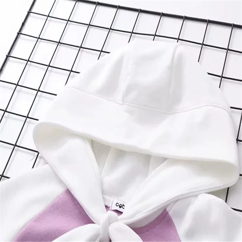 Женская толстовка с капюшоном и бантом Merry Pretty длинным рукавом мультяшным