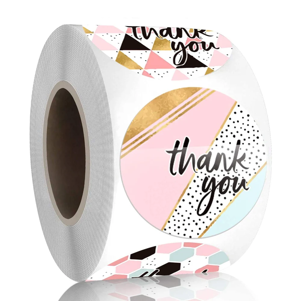 500 шт./рулон с закругленным носком Цвета: розовый геометрический узор Спасибо