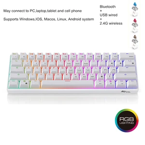 mechanical gaming keyboard gamer tkl rk 61 keys 2 4g wireless bluetooth usb wired 60 rgb office keyboards blue brown red switch free global shipping