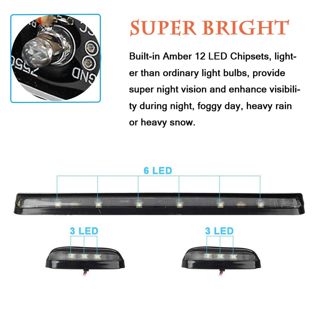 3pcs Car Truck CAB Roof Top Marker Running Lamps LED Lights For Accessories Cab | Автомобили и мотоциклы