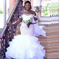 gorgeous princess lace appliques mermaid wedding dresses iilsion long sleeve wedding gowns bridal dress vestido de novia