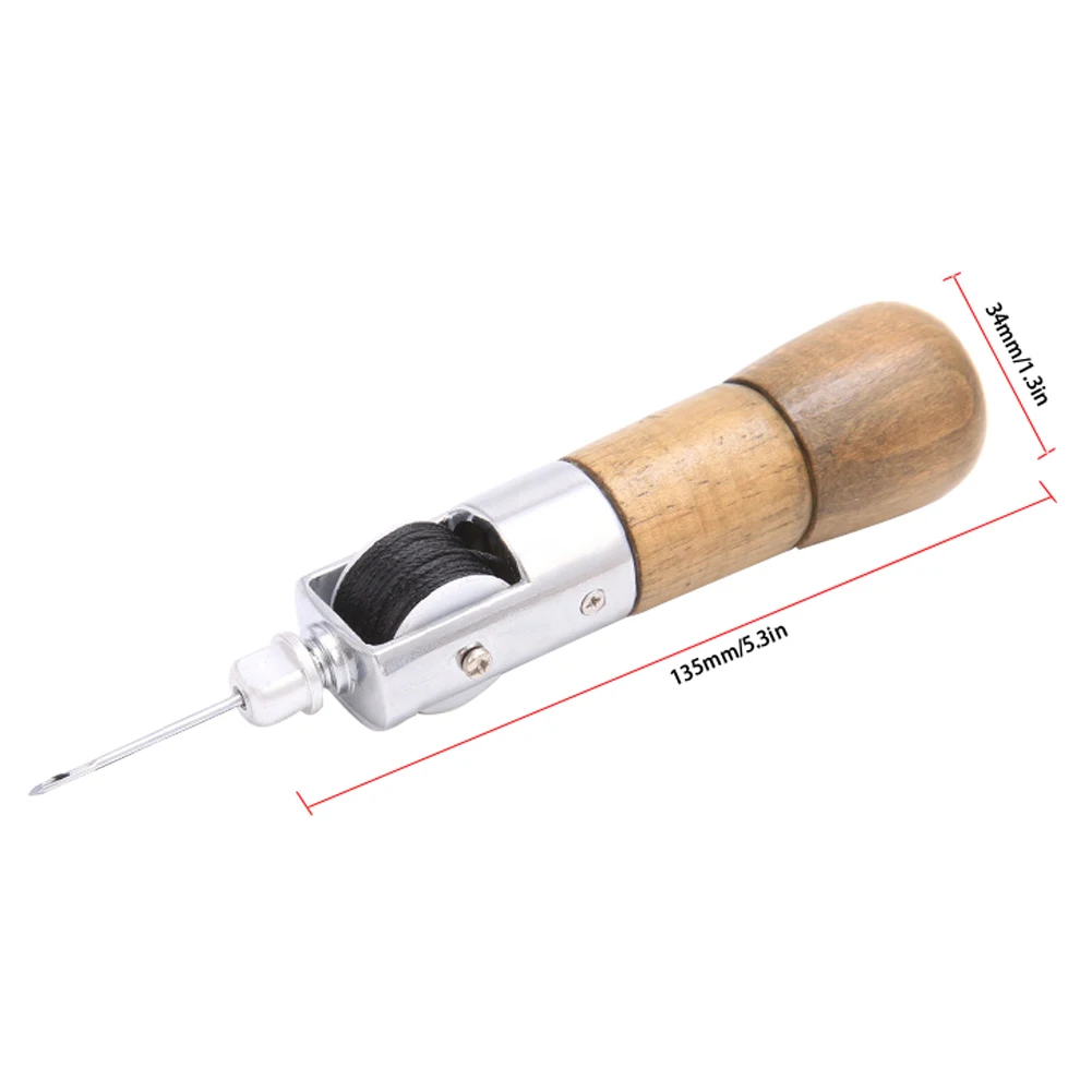 

Wooden Handle Leather Sewing Awl DIY Carft Stitch Leather Sewing Shoes Tool Awl Hand Stitching Taper Needle Tool Craft Kit