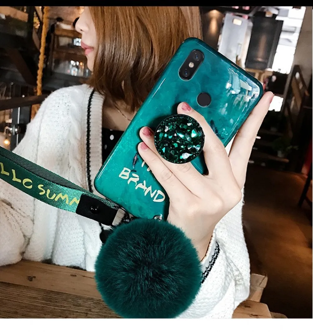 Чехол для Xiaomi Redmi Note 7 5 Pro K20 K20Pro Go 7A 5A S2 со стразами держатель синий свет мягкий