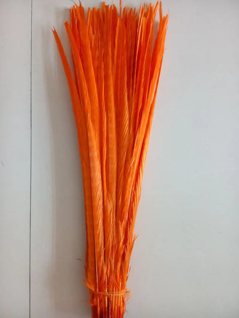

100 Pieces -20-22"orange Dyed Over Natural Long Ringneck Pheasant Tail Feather
