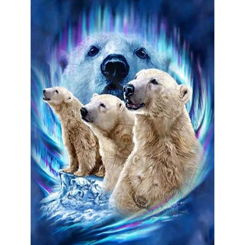 

5D DIY Diamond Embroidery Polar Bear Diamond Painting Animals Cross Stitch Full Drill Rhinestone Mosaic Home Decoration F46
