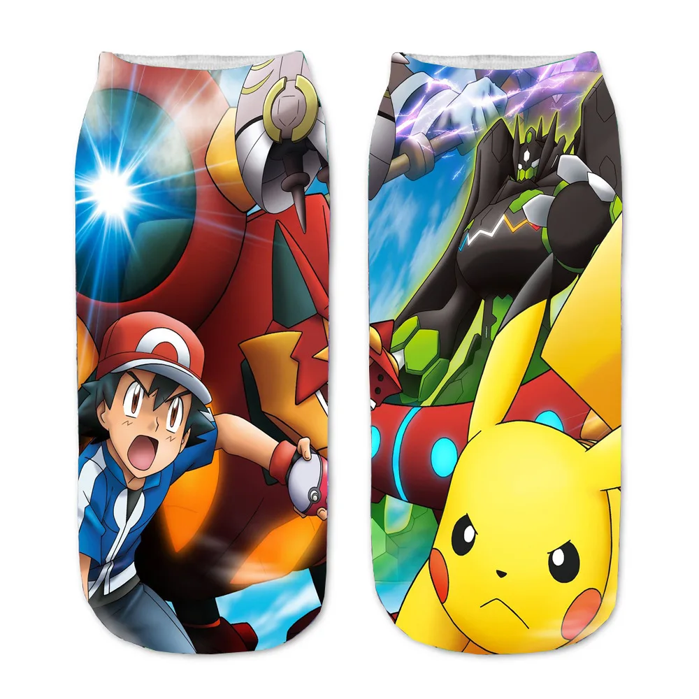 Новые детские носки Pokemon Pikachu со 3D-рисунком аниме Фигуры, милые носки для косплея для мальчиков и девочек из хлопка короткого кроя подарок 22см*7.8см.