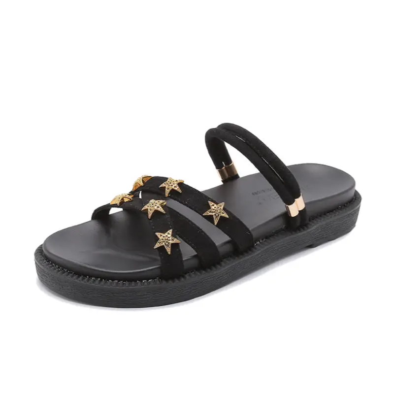 

Сланцы женские на ремешках, сандалии с перекрестной шнуровкой, летняя обувь большого размера, серебристые металлические 3d-босоножки со зве...