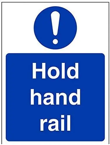 

WERRT Mandatory Sign Hold Hand Rail Aluminum Decorative Signs Metal Aluminum Sign for Outdoor & Indoor 12" X 8"