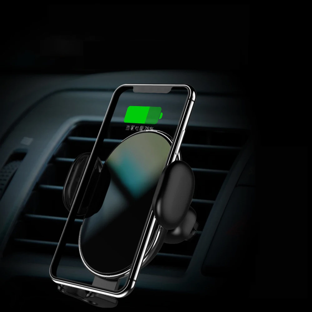 

10W car qi wireless charger mount phone holder automatic clamping mobile charge pad for Samsung S9 S10 S20 fast charging plate