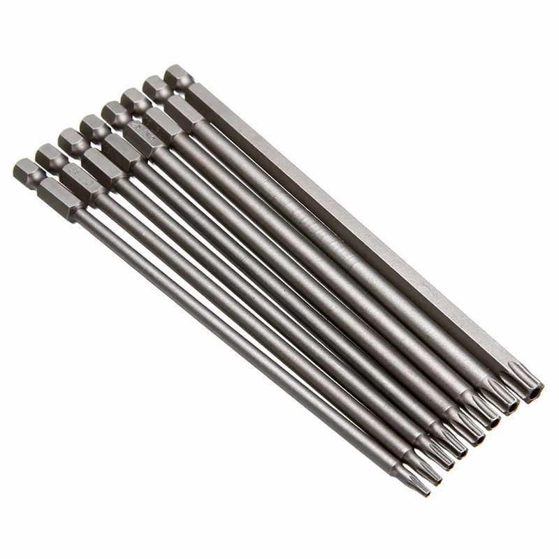 

New 8 Pcs 150mm Long Magnetic Torx Security Electric Screwdriver Drill Bits Set