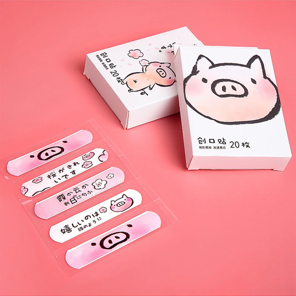 

80pcs Cartoon Woundplast Portable Adhesive Breathable Hemostasis Sticker First Aid Emergency Kit (Piggy Style Random Pattern)