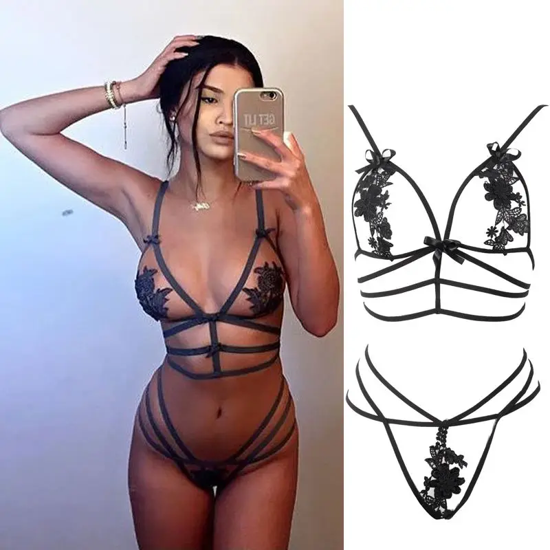 Женский сексуальный кружевной комплект нижнего белья бюстгальтер с открытой
