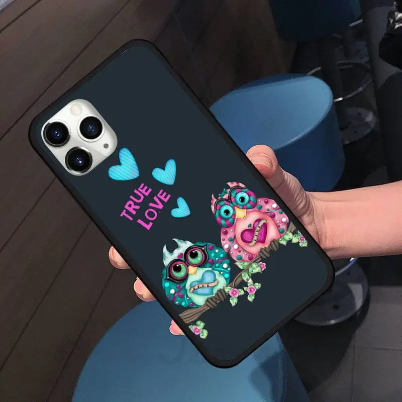 

Owl Animal art cool cute Phone Case For iphone 7 8 12 11 XR XS pro Max Mini plus Soft silicone cover shell funda