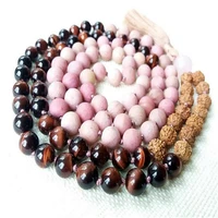 natural rhodonite necklace 108 buddha beads bracelet elegant pray emotional all saints day chic wrist gift thanksgiving day