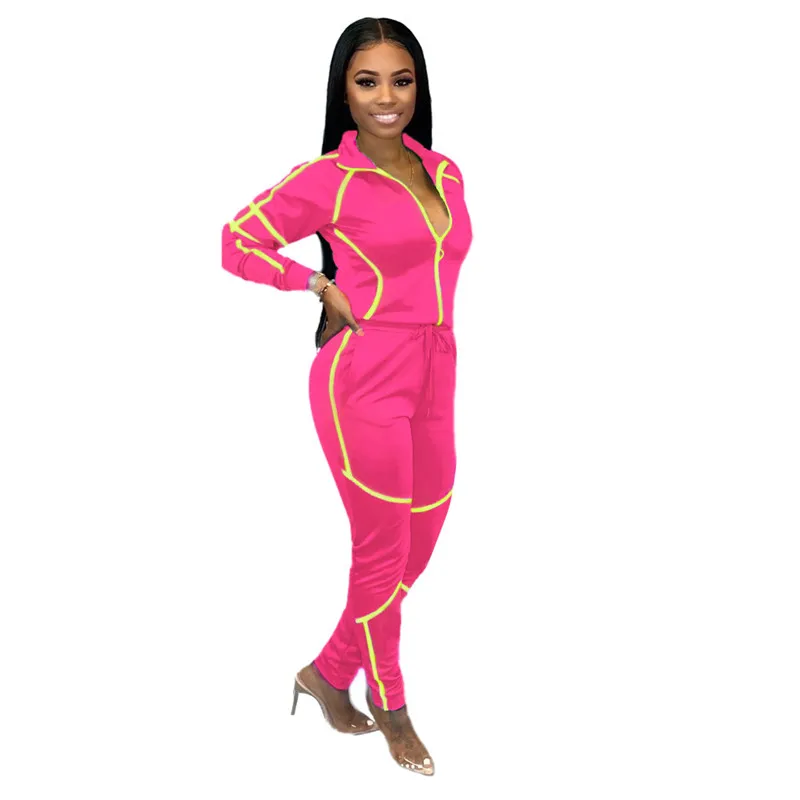 

Two Piece Set Women's Tracksuit Solid Full Sleeve Zipper Top And Pants Sportswear Suits Spring Autumn Female Casual Jogging Suit