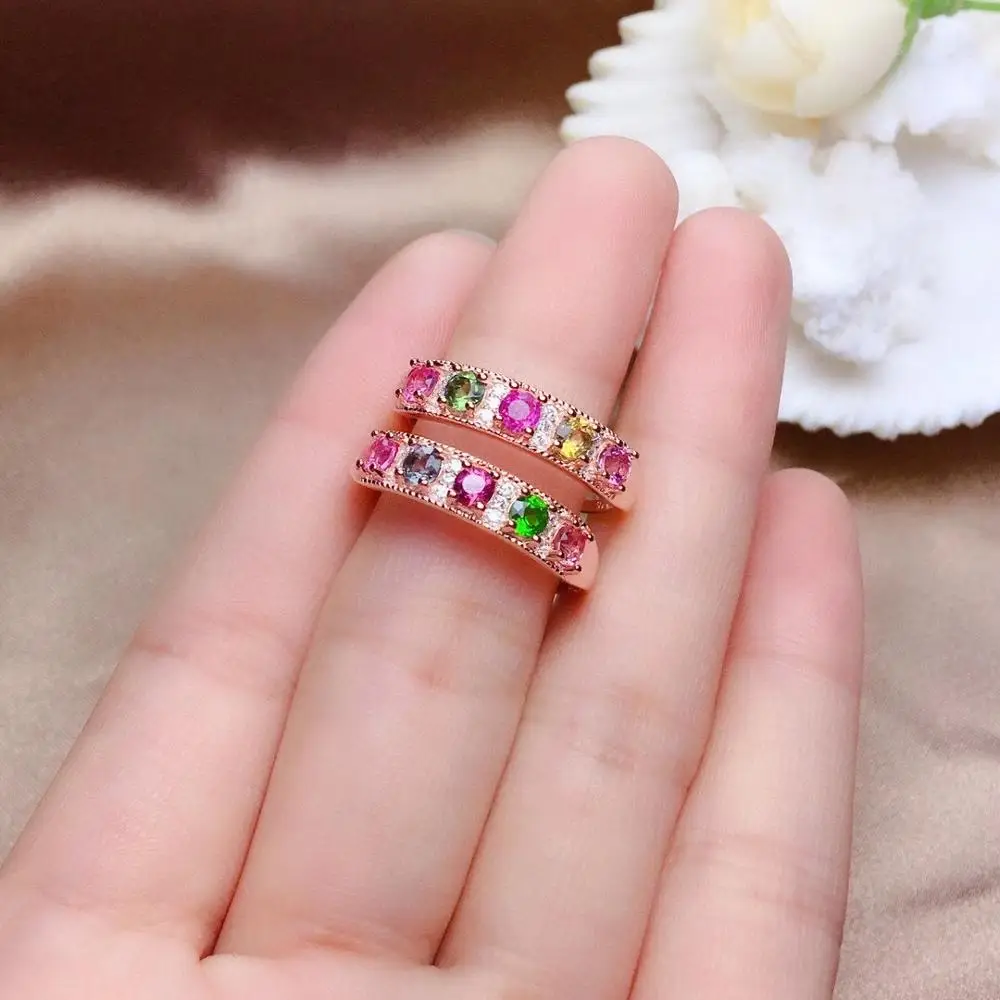 Натуральное овальное турмалиновое твердое 925 пробы Серебряное кольцо | Украшения