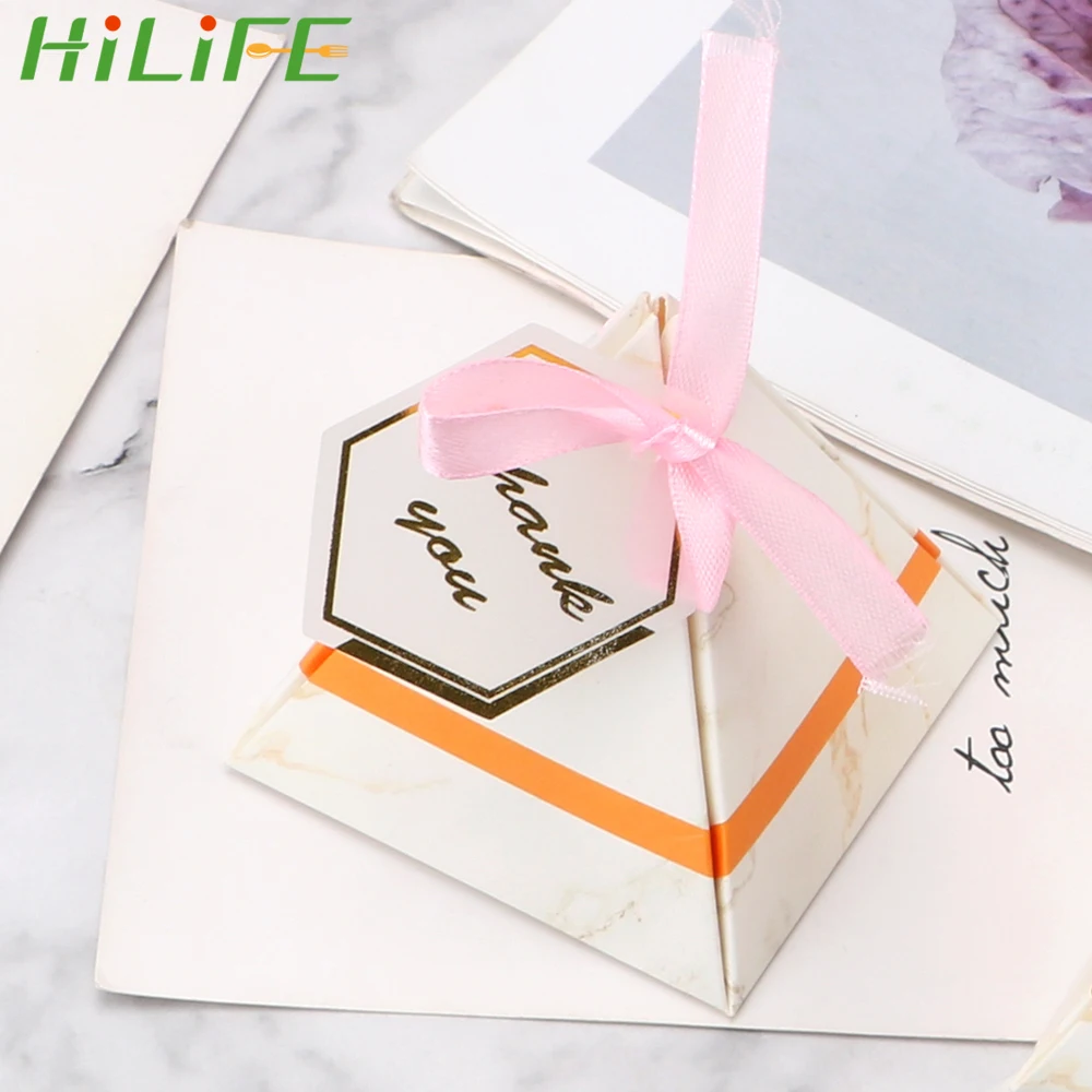 HILIFE бумажные коробки для шоколада посылка треугольная пирамида Мраморная