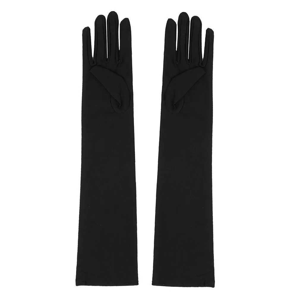 Женские перчатки, сексуальные, вечерние, длинные, черные, белые, атласные, на палец, варежки, высокое качество, модный подарок, одноцветные, Длинные митенки для женщин