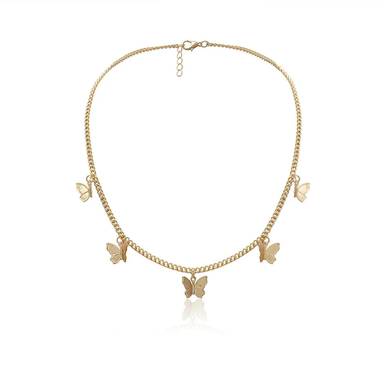 

New Product Retro Metal Gold Chain Butterfly Necklace For Women Fashion Necklace Butterfly Pendant Maiden Gift