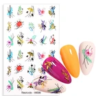 1 лист, цветные Водные Наклейки золотого цветка, Листьев, художественные наклейки для лица, Водные чернила для ногтей, переводные наклейки с ананасом для ногтей