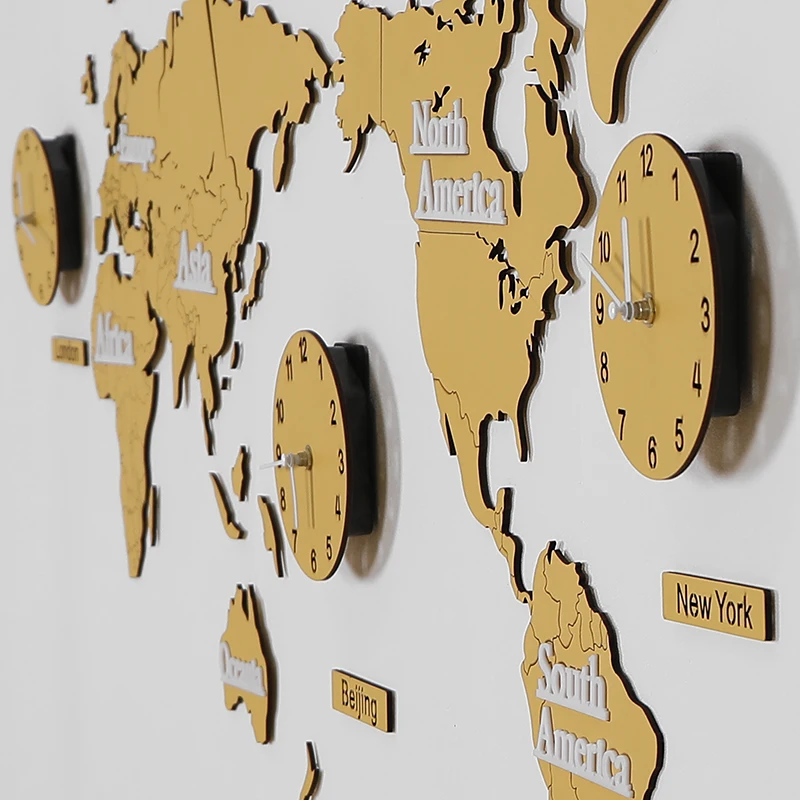 Скандинавские деревянные настенные часы с картой мира креативные современные