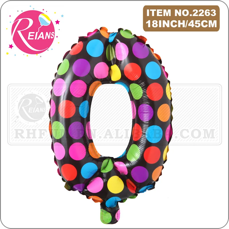 

16 inch Dot color digit Wave point number 0 to 9 foil balloon birthday party Digital balloon wedding Christmas decoration globos
