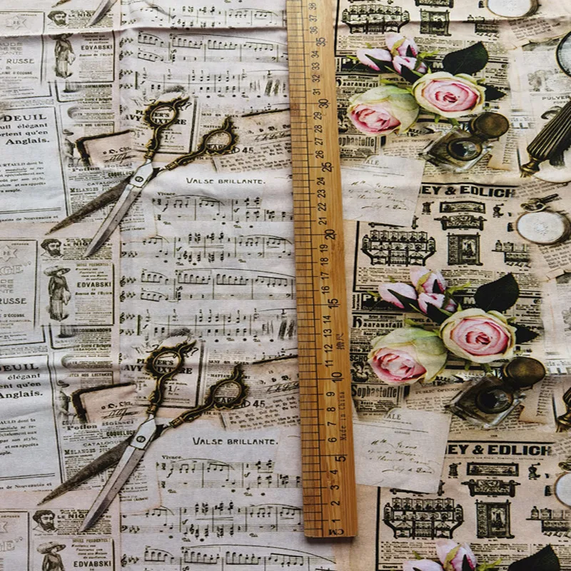 Газета музыкальная нота Роза 100% хлопок ткань для девочек одежда домашний