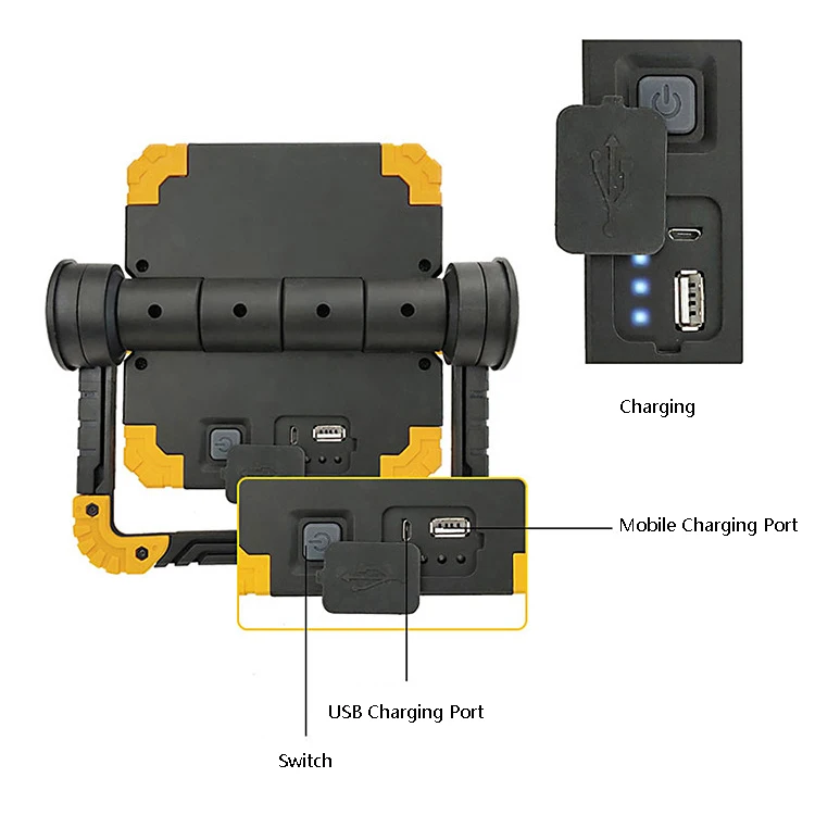 

NEW Portable LED Work Light USB Rechargeable Flood Lights Waterproof Rotation Folding Stand Repair Working Light