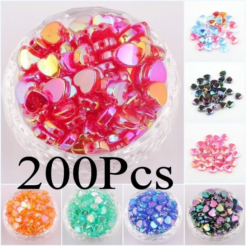 

Lots 200pcs 8x4mm AB Color Heart Spacers Acrylic Beads For Jewelry Making Needlework Wholesale Diy Bracelet Accessories Making