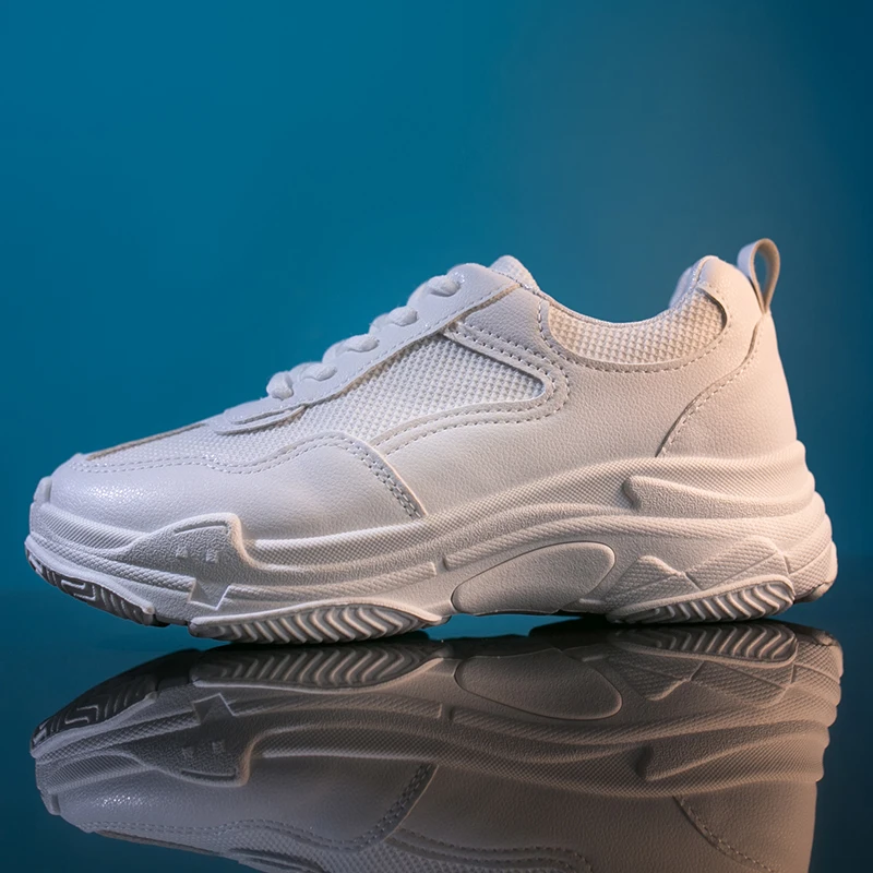 

White Women Shoes New Chunky Sneakers For Women Lace-Up White Vulcanize Shoes Casual Fashion Dad Shoes Platform Sneakers Basket