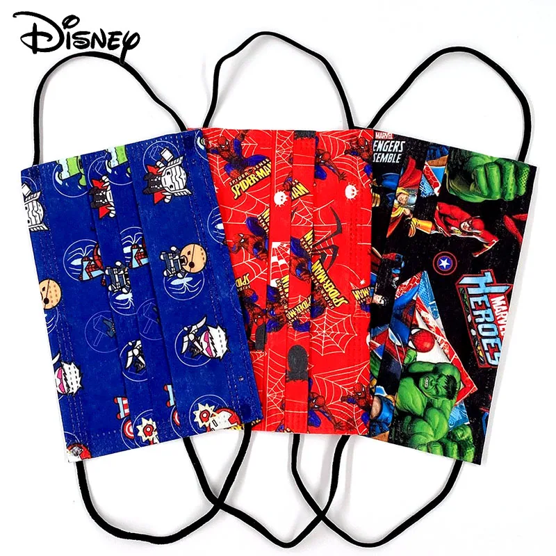 

Disney Popular Marvel Printing Children's Masks Avengers Cartoon Pattern Comfortable Disposable Protective Face Masks For Boy
