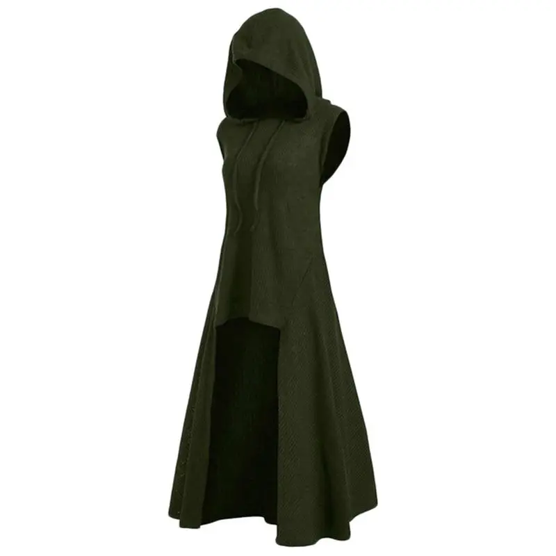 sleeveless green Женский халат, свитер в готическом стиле, с капюшоном, на завязках, большие размеры 5XL, женские длинные пуловеры, Повседневная Уличная одежда, джемперы, женские свитера - Цвет: sleeveless green