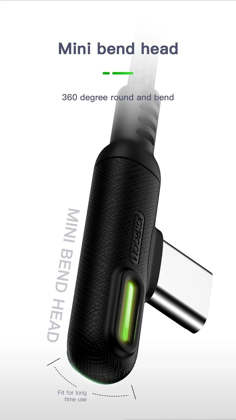 Joyroom Micro Usb type C USB 90 Dergee type C кабель светодиодный провод для быстрой зарядки для samsung Galaxy huawei Xiaomi зарядное устройство для передачи данных